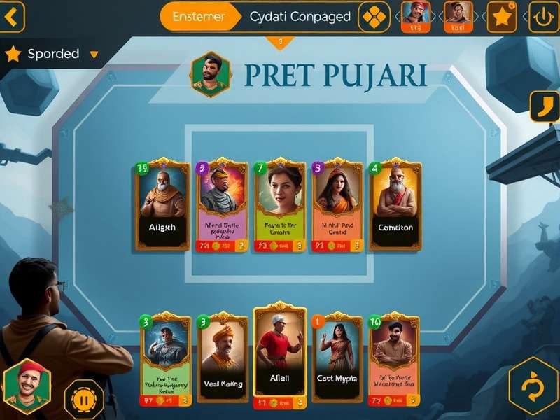 Pret Pujari gameplay screenshot showing card layout and interface